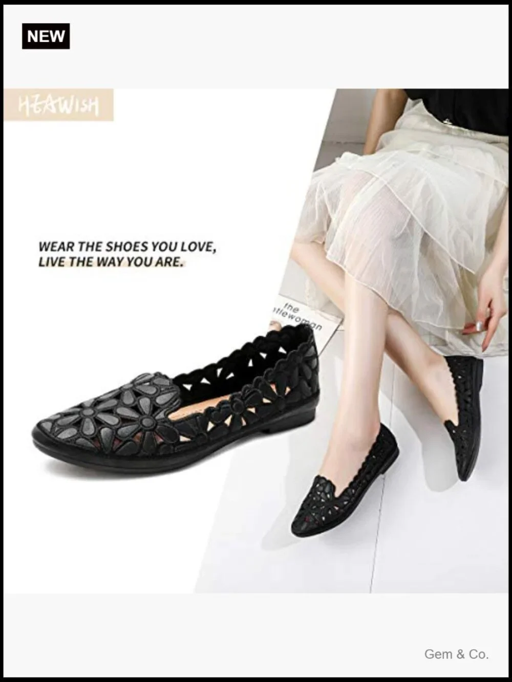 Women's Floral Ballet Flats Slip On PU Leather Round Toe Dress Shoes